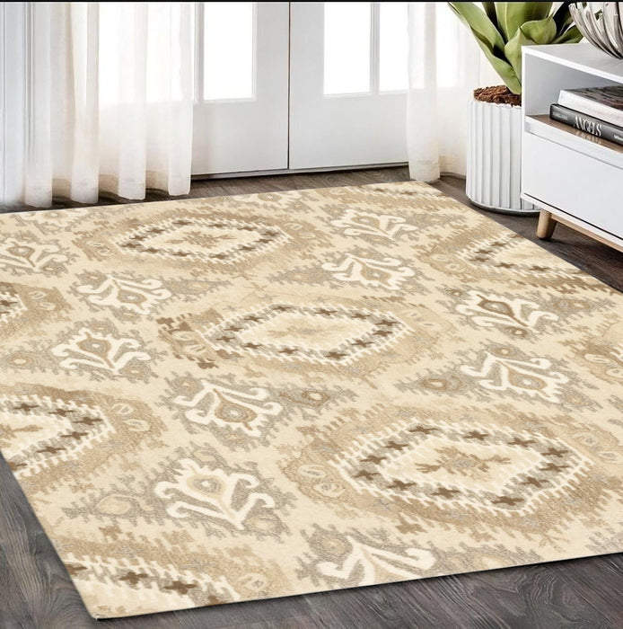 8' X 5' Wool Abstract Hand Tufted Area Rug - Beige And Ivory