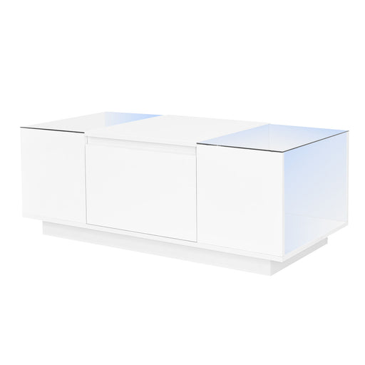 Modern Giga LED coffee table with illuminated surface, sleek center table design, perfect for contemporary living room decor.