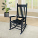 Giga Classic wooden porch rocker chair made of Populus wood with a comfortable design and curved armrests, perfect for outdoor relaxation.