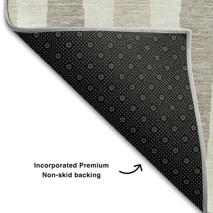 10' X 14' Geometric Washable Area Rug With UV Protection (670063) - Ivory / Beige