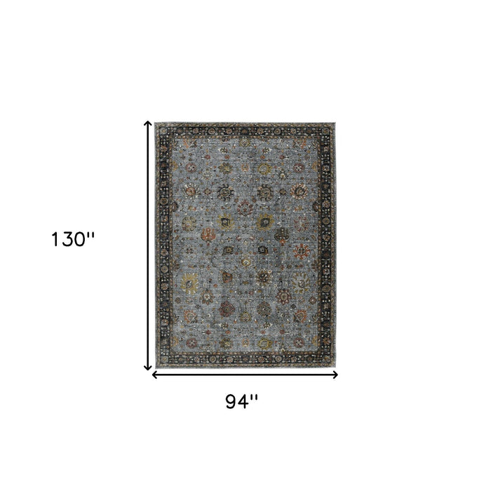 8' X 11' Floral Medallion Area Rug - Black