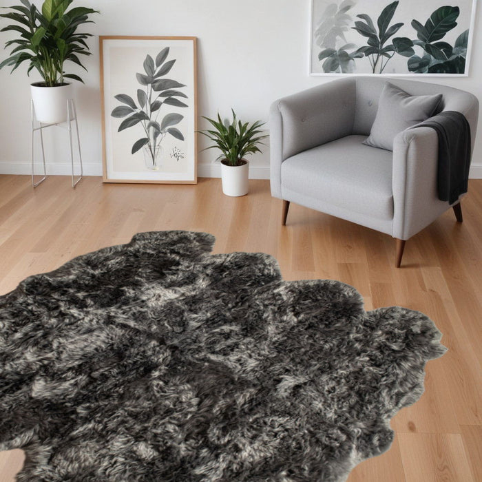 6' x 6' Wool Sheepskin Handmade Area Rug - Gray