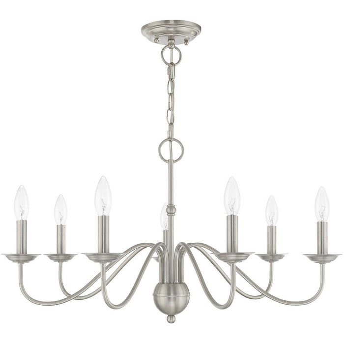 16" Seven Light Dimmable Chandelier With Shades - Nickel