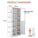 White Giga tall metal kitchen pantry cabinet with adjustable shelves and silent magnetic doors, ideal for storage and organization.