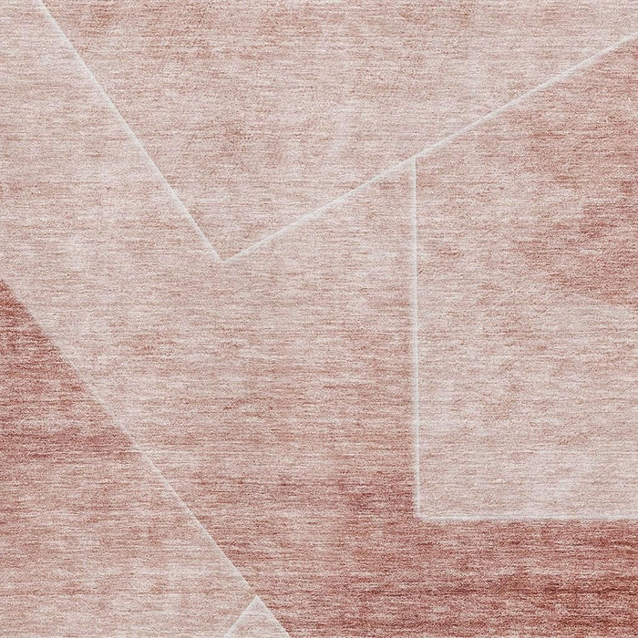 14' X 10' Transitional Geometric Washable Area Rug With UV Protection - Salmon And Ivory