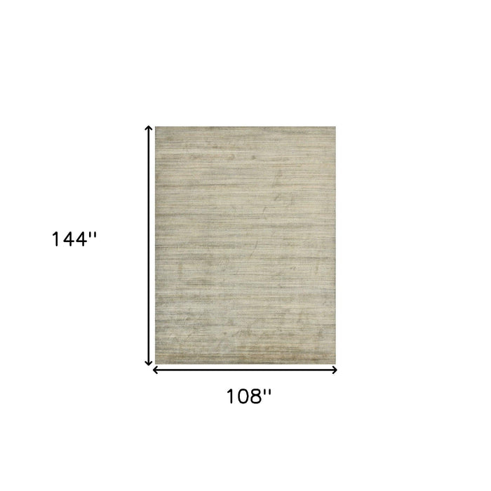 9' X 12' Wool Striped Hand Woven Area Rug - Beige And Brown