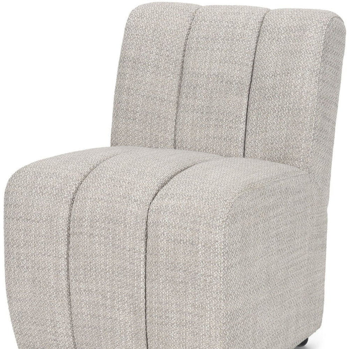 Upholstered Fabric Dining Side Chair With Wheels - Gray / Black