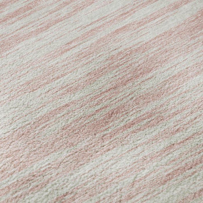 10' X 14' Striped Washable Area Rug With UV Protection (675618) - Pink / Ivory