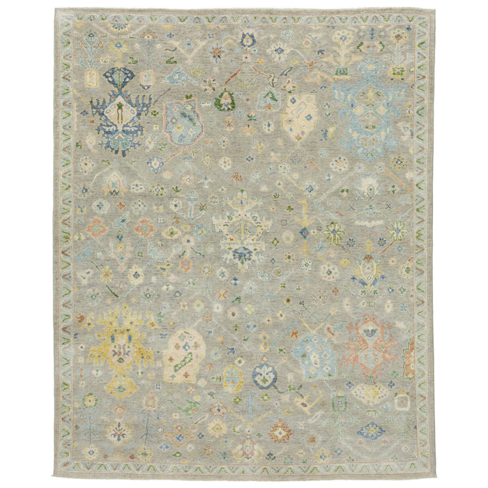 9' X 6' Wool Oriental Hand Knotted Area Rug With Fringe - Gray / Green