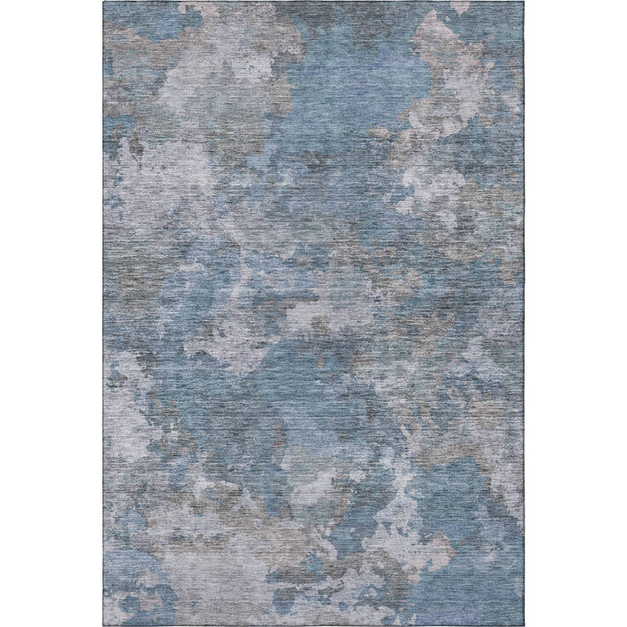 10' X 14' Abstract Washable Area Rug With UV Protection (710316) - Denim Blue / Gray