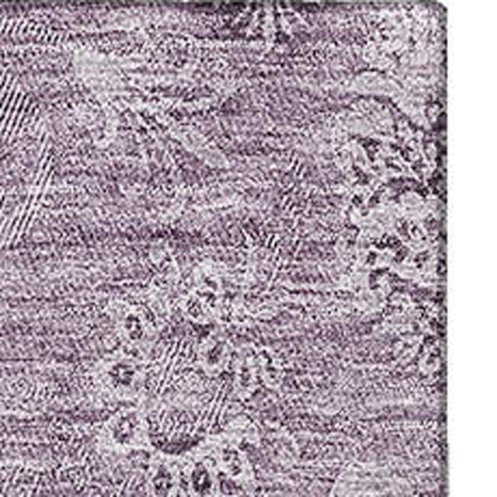 8' X 10' Floral Washable Area Rug With UV Protection - Plum And Ivory