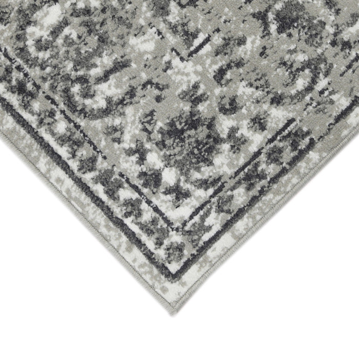 10' x 14' Gray Floral Power Loom Area Rug - Gray And Dark