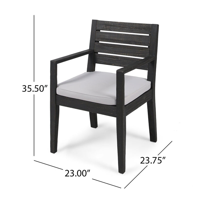 Outdoor 6 Seater Dining Set With Bench - Dark Gray / Light Gray