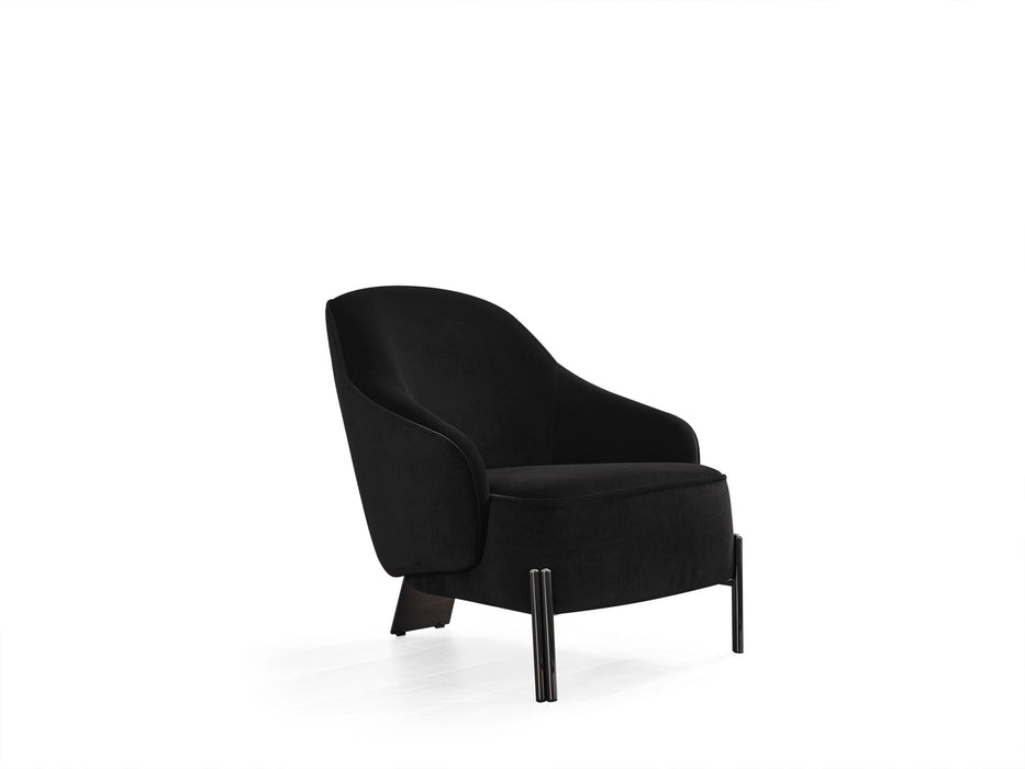 Velvet Metal Lounge Chair - Black
