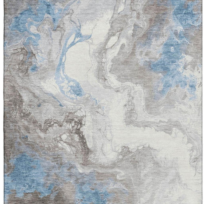 10' X 14' Abstract Washable Area Rug With UV Protection (705443) - Taupe / Blue / Ivory