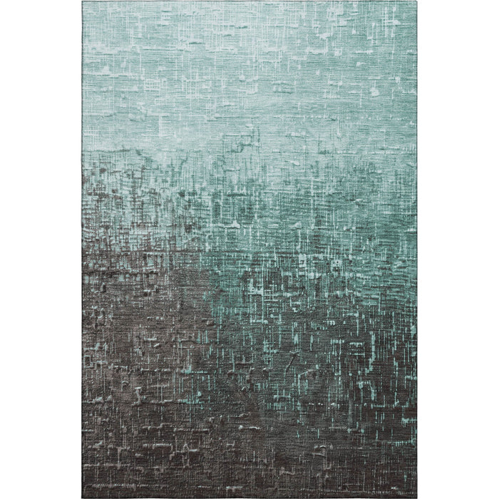 10' X 14' Ombre Washable Area Rug With UV Protection (683387) - Teal / Gray / Charcoal