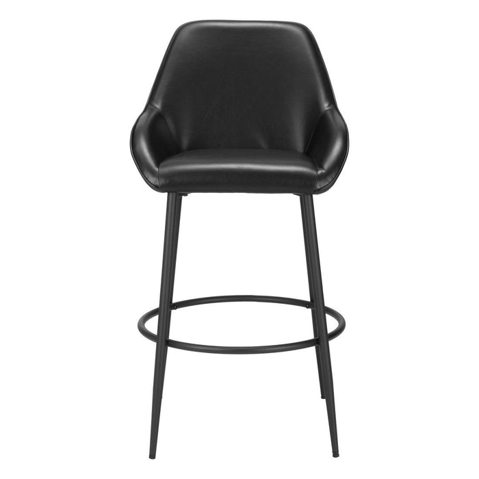 30" Faux Leather And Steel Bar Height Bar Chairs (Set of 2) - Black
