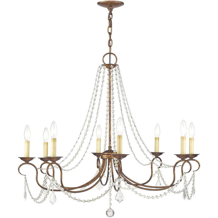 28" Eight Light Dimmable Chandelier With Shades - Bronze