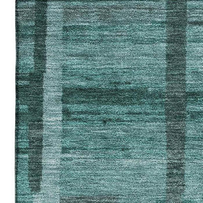 10' X 14' Striped Washable Area Rug With UV Protection (683297) - Teal / Aqua