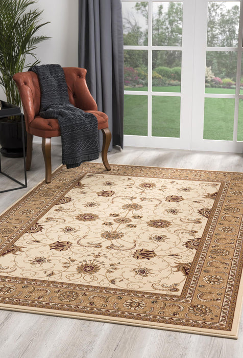 10' x 13' Oriental Washable Non Skid Area Rug - Beige And Brown