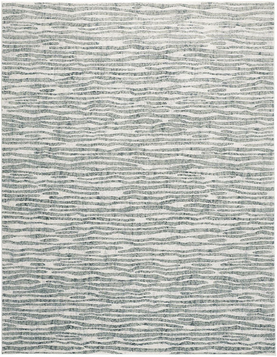 8' x 10' Striped Distressed Non Skid Area Rug - Gray And Ivory