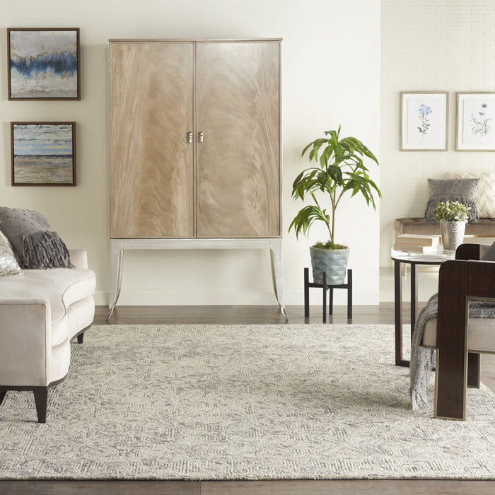 8' X 10' Wool Abstract Geometric Area Rug - Beige And Gray