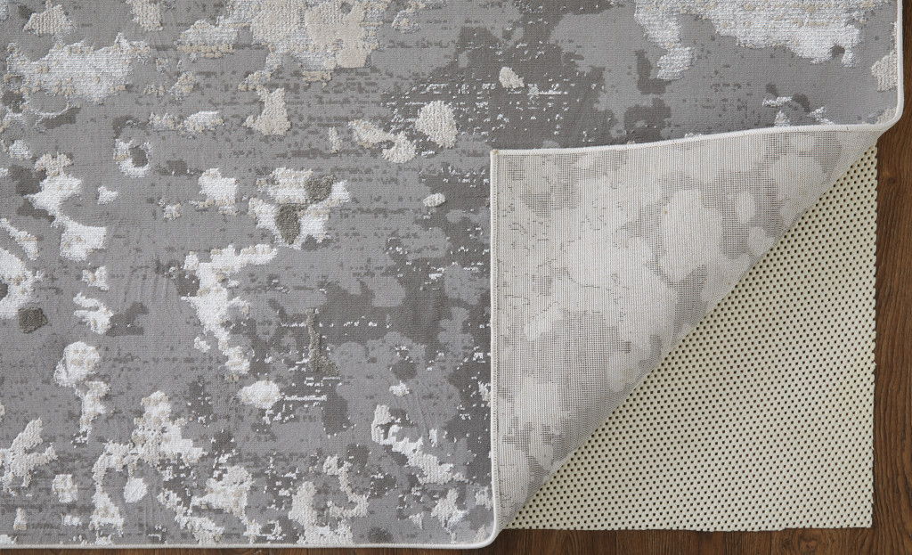 10' x 13' Abstract Stain Resistant Area Rug - Silver Gray And White