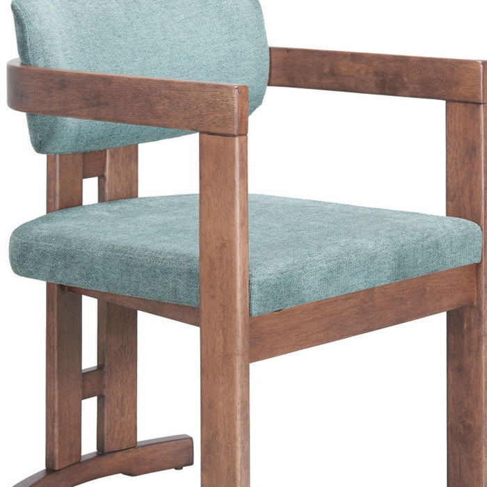 Upholstered Fabric Open Back Dining Arm Chair - Gray / Brown