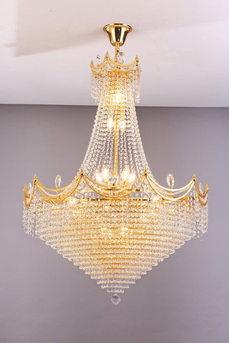 Empire Multi Light Crystal Metal Dimmable Chandelier - Clear / Gold