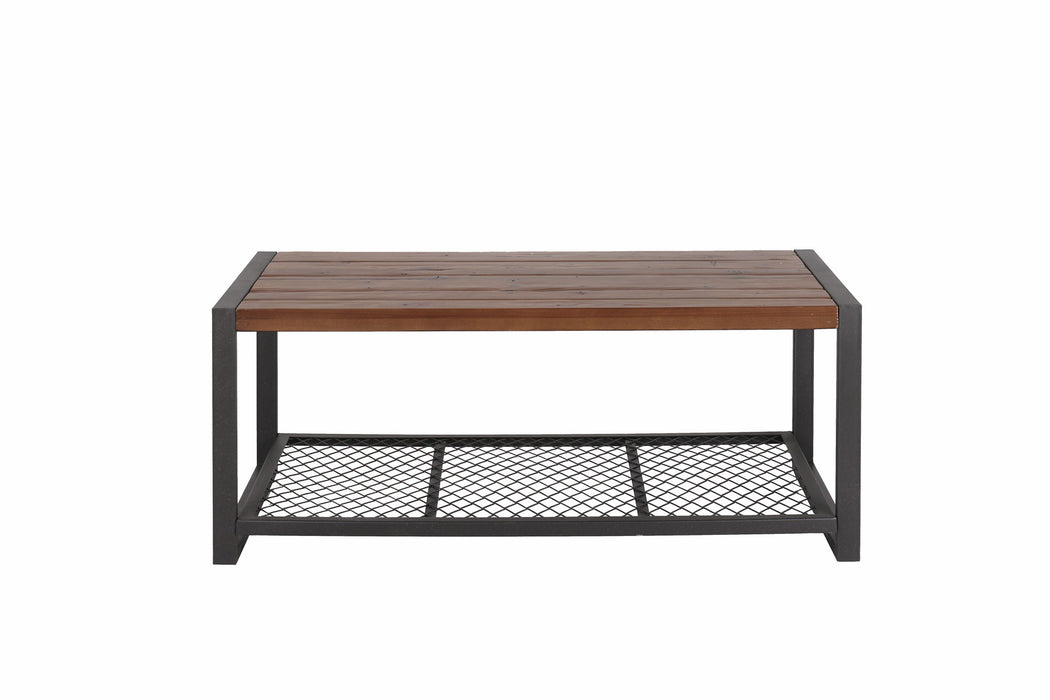 Giga console coffee table with reclaimed wood finish, natural wood for living room décor, showcasing a sleek, modern design.