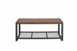 Giga console coffee table with reclaimed wood finish, natural wood for living room décor, showcasing a sleek, modern design.