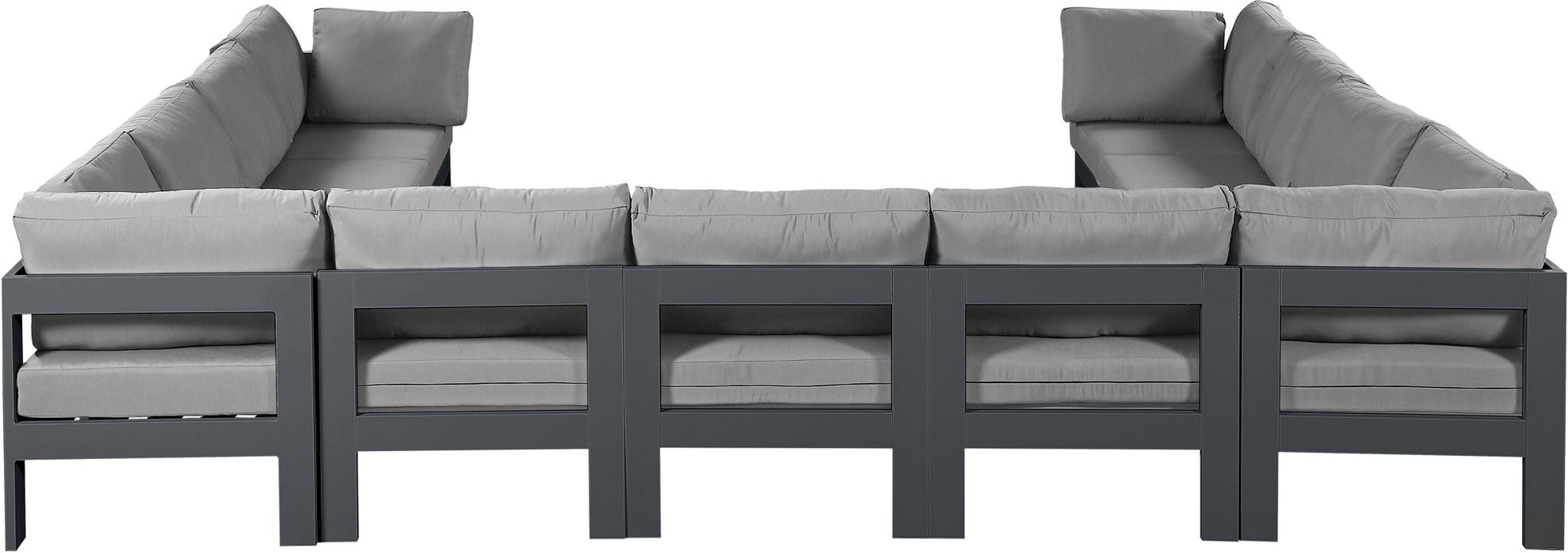 Nizuc - Outdoor Patio 11 Piece Modular Sectional With Gray Frame