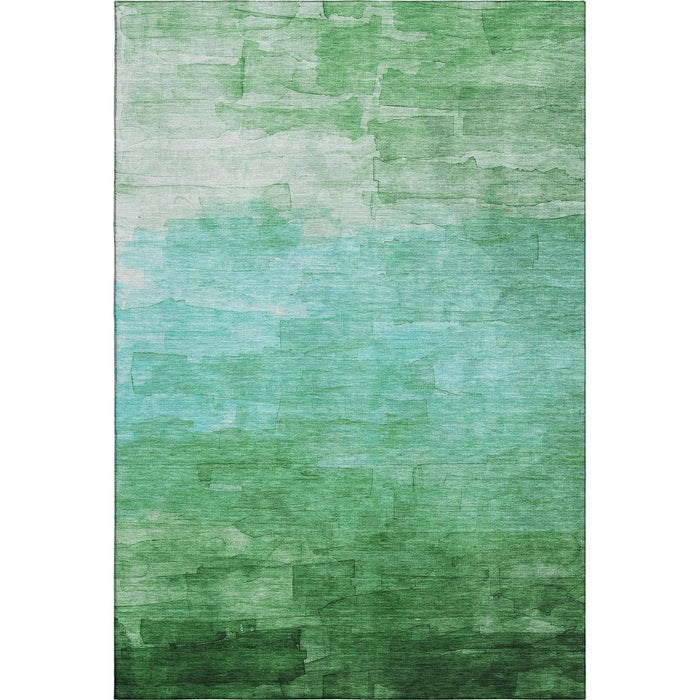 10' X 14' Striped Washable Area Rug With UV Protection (693864) - Green / Teal