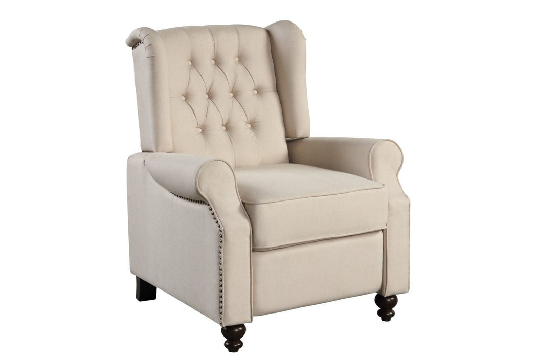 Microfiber Manual Club Recliner - Beige