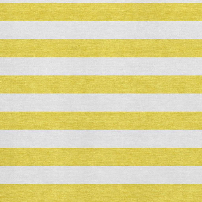 10' X 14' Striped Washable Area Rug With UV Protection (647680) - Yellow / Ivory