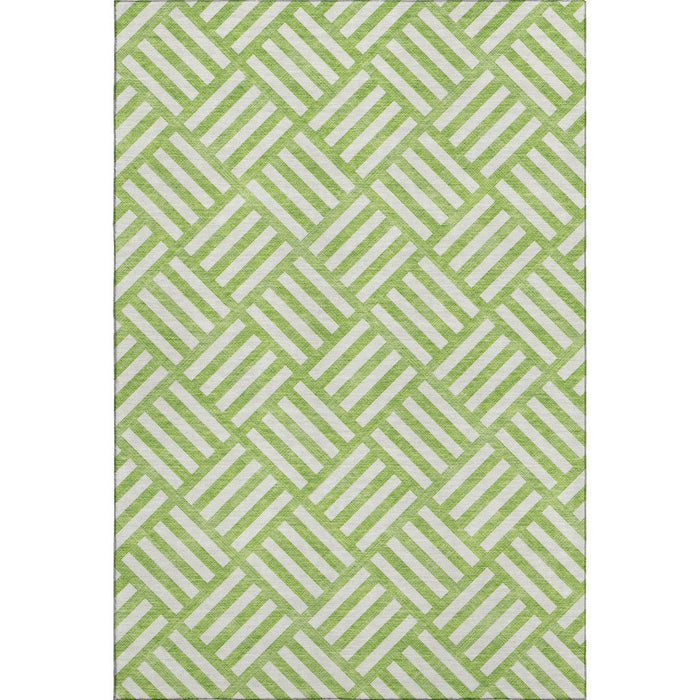10' X 14' Geometric Washable Area Rug With UV Protection (652377) - Lime Green / Ivory