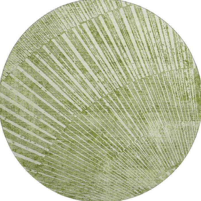 8' Geometric Washable Round Rug With UV Protection (648343) - Sage / Ivory