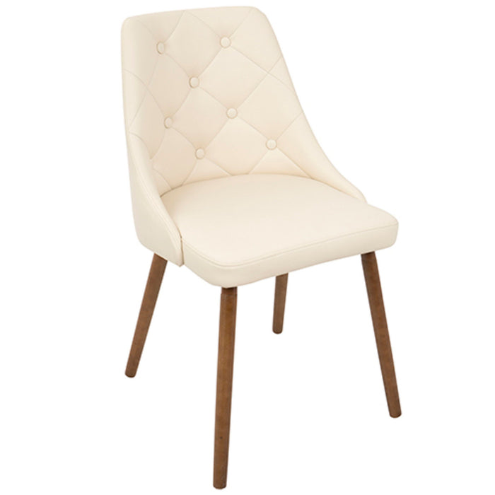 Giovanni - Dining / Accent Chair - Walnut And Cream Quilted Faux Leather