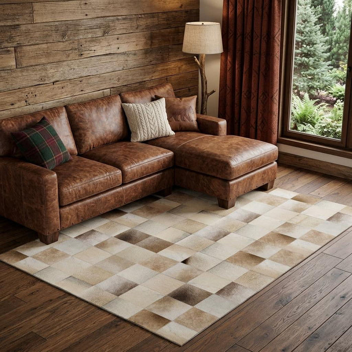 9' X 12' Geometric Washable Area Rug With UV Protection (644723) - Beige / Ivory / Taupe