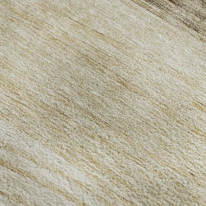 9' X 12' Striped Washable Area Rug With UV Protection - Beige And Brown