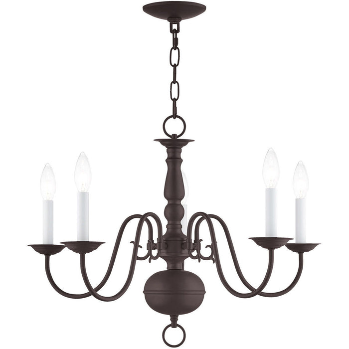 18'' Five Light Dimmable Chandelier With Shades - Bronze