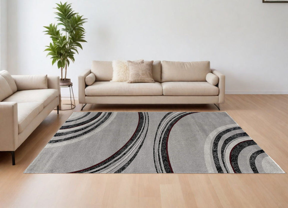 7.8' x 10.8' Abstract Dhurrie Area Rug - Gray