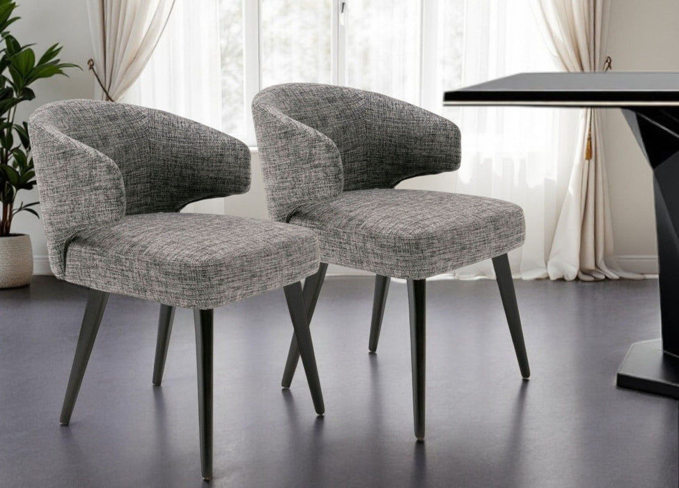 Upholstered Fabric Wing Back Dining Arm Chair - Gray