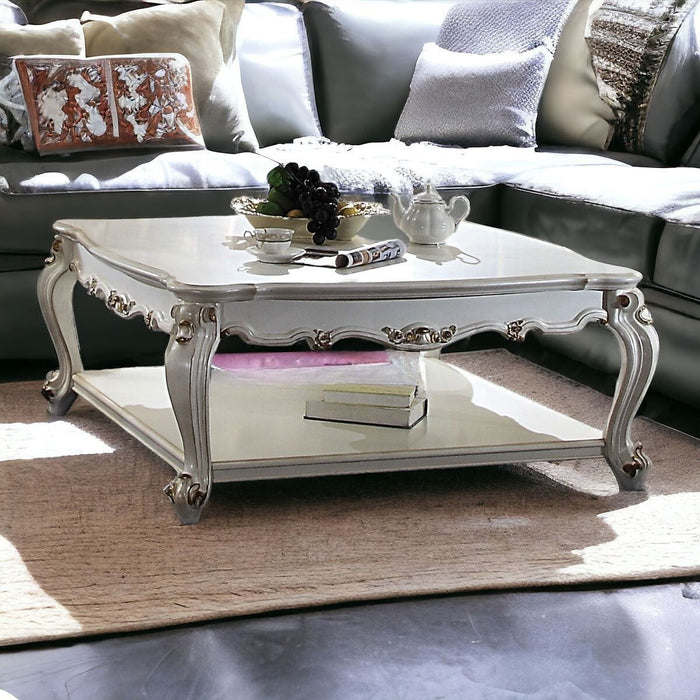 Solid And Manufactured Wood Coffee Table With Shelf - Pearl