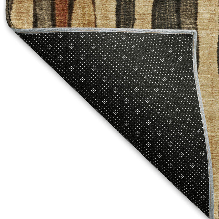 10' X 14' Striped Washable Area Rug With UV Protection (692856) - Coffee / Rust / Copper