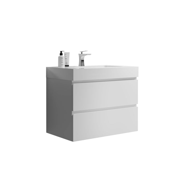 Giga Alice wall-mounted bathroom vanity with large storage and one-piece sink basin, modern floating design without drain or faucet