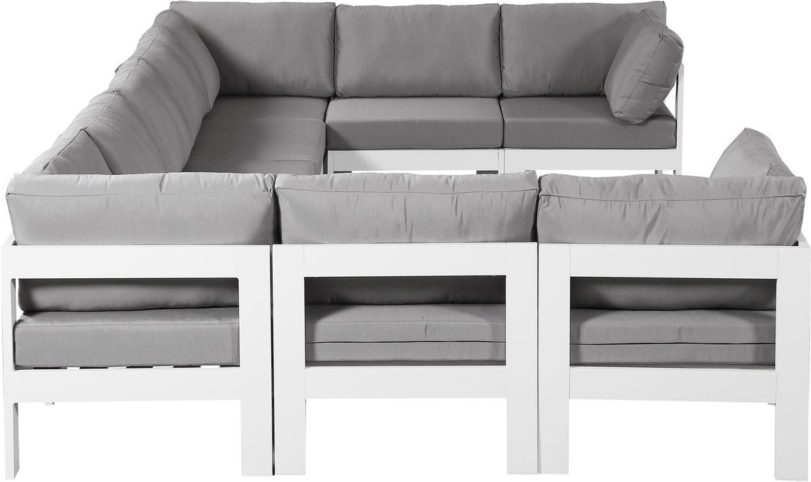 Nizuc - Outdoor Patio 9 Piece Modular Sectional With White Frame