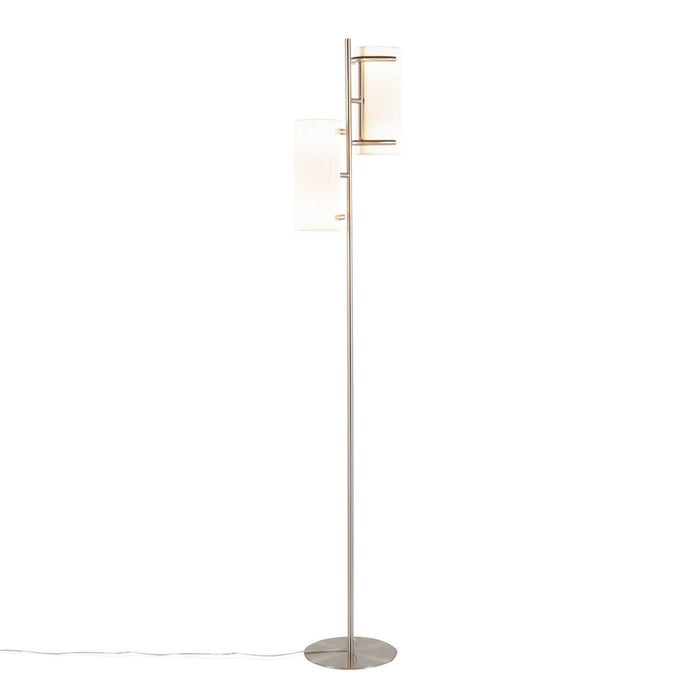 Rhonda - Floor Lamp - Brushed Nickel With White Shade