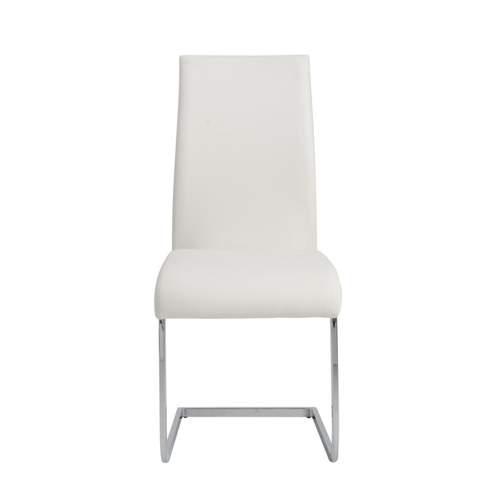 Upholstered Leather Dining Side Chairs (Set of 4) - White