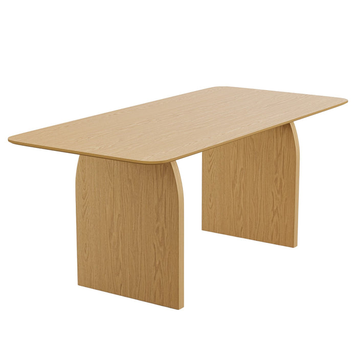 66" Solid Wood Double Pedestal Base Dining Table - Natural